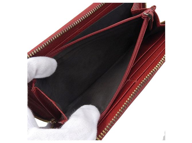 Cartera larga de cuero Gucci GG Marmont roja - vista 4