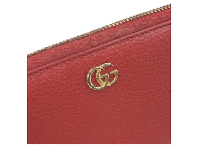 Cartera larga de cuero Gucci GG Marmont roja - vista 7
