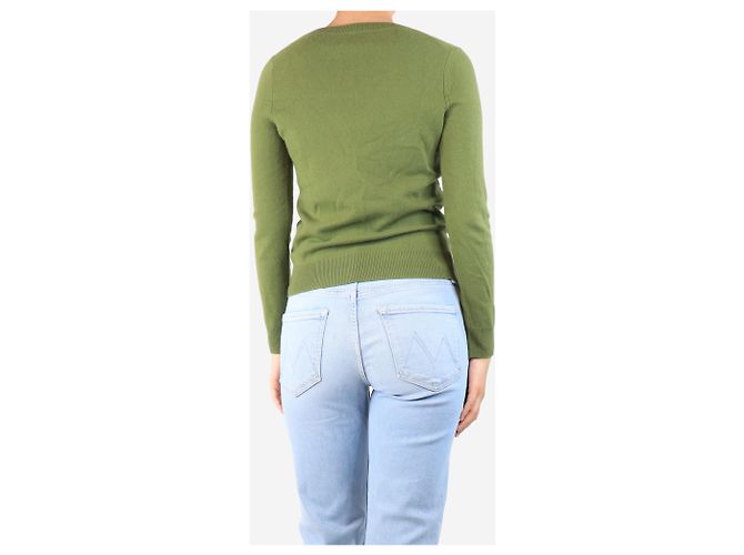 Eric Bompard Pull en cachemire vert à col en V - taille S - vue 2