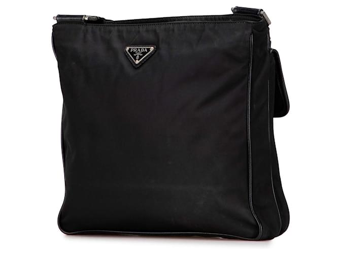 Prada Borsa a Tracolla Nera in Tessuto con Zip Nero - vista 2