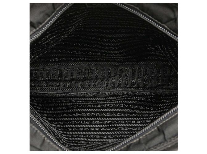 Prada Borsa a Tracolla Nera in Tessuto con Zip Nero - vista 4