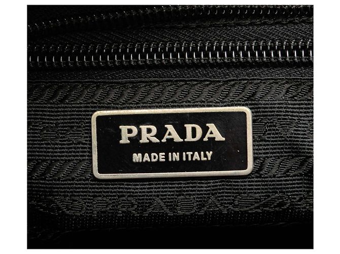 Prada Borsa a Tracolla Nera in Tessuto con Zip Nero - vista 5