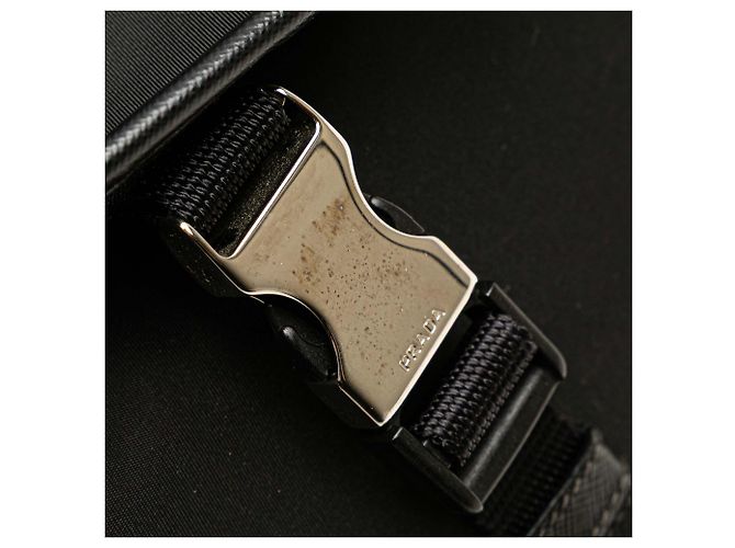 Prada Borsa a Tracolla Nera in Tessuto con Zip Nero - vista 7