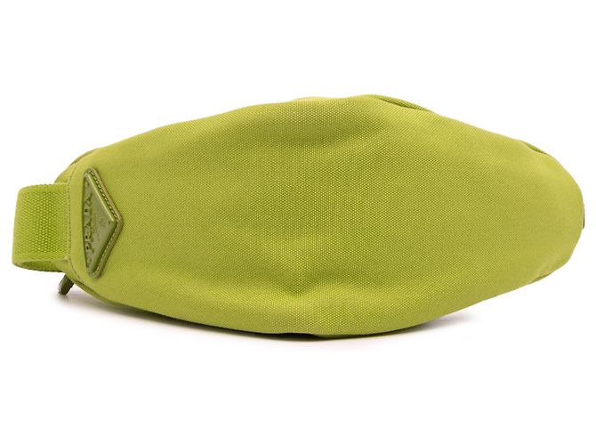 Clutch de muñeca de lona verde Canapa con logo triangular Prada Verde oliva - vista 3