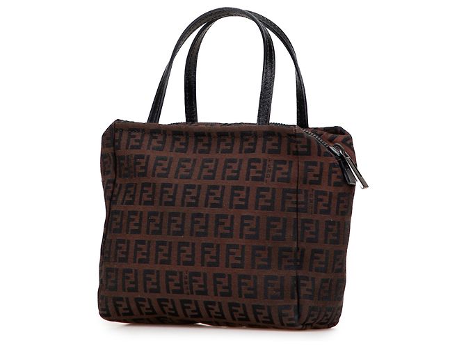 Fendi Braune Mini Zucchino Canvas Handtasche Dunkelbraun - Ansicht 2