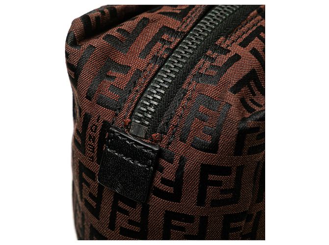 Fendi Braune Mini Zucchino Canvas Handtasche Dunkelbraun - Ansicht 8