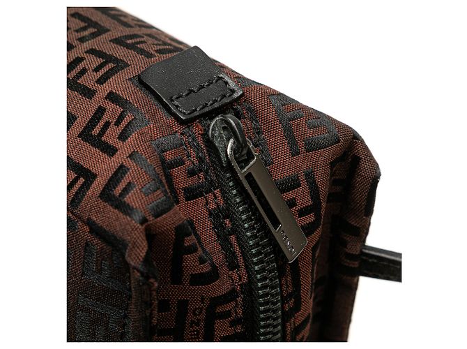 Fendi Braune Mini Zucchino Canvas Handtasche Dunkelbraun - Ansicht 9