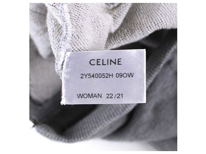 Sudadera con capucha gris con cremallera Céline con logo blanco - vista 3