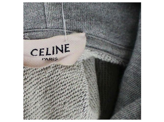 Sudadera con capucha gris con cremallera Céline con logo blanco - vista 4