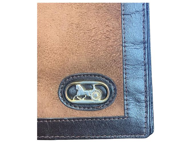 Vintage Céline long wallet in leather and suede Brown Dark brown - view 2