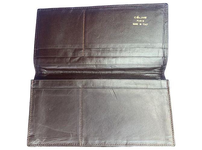 Vintage Céline long wallet in leather and suede Brown Dark brown - view 3