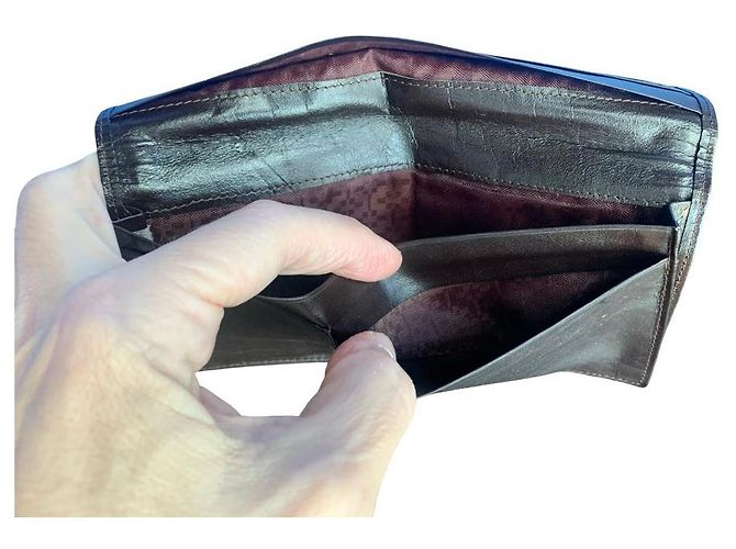 Vintage Céline long wallet in leather and suede Brown Dark brown - view 6