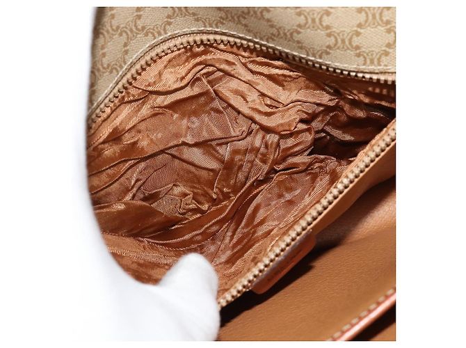 Céline Borsa a Spalla in Tela Macadam CELINE PVC Beige Oro Auth 136803 D'oro - vista 11