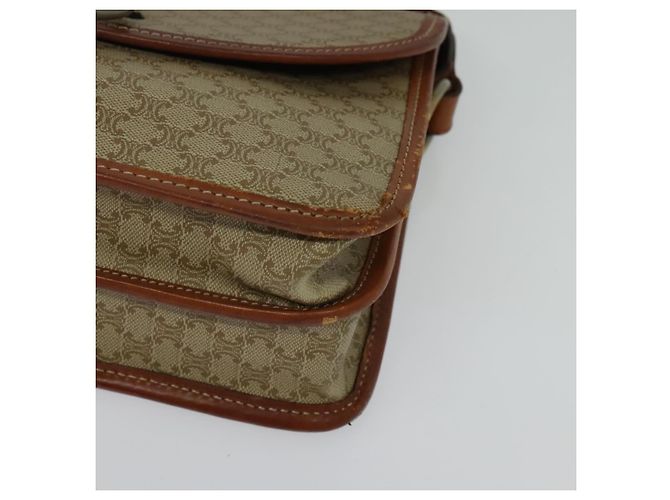 Céline Borsa a Spalla in Tela Macadam CELINE PVC Beige Oro Auth 136803 D'oro - vista 14