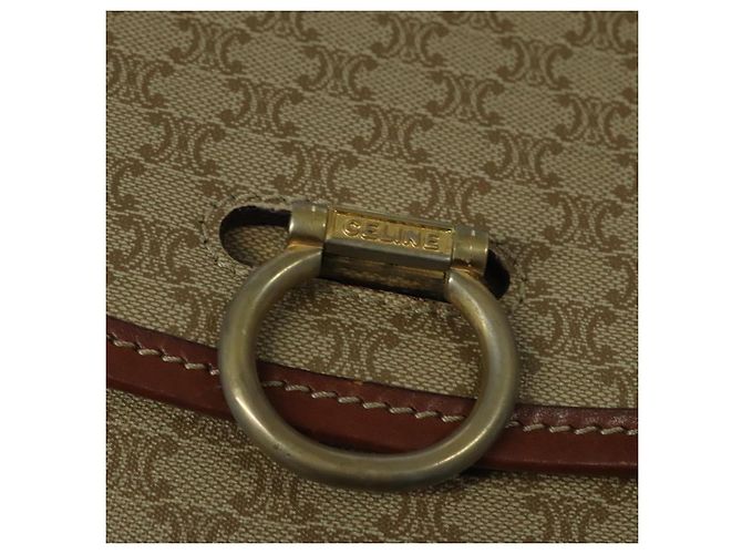 Céline Borsa a Spalla in Tela Macadam CELINE PVC Beige Oro Auth 136803 D'oro - vista 17