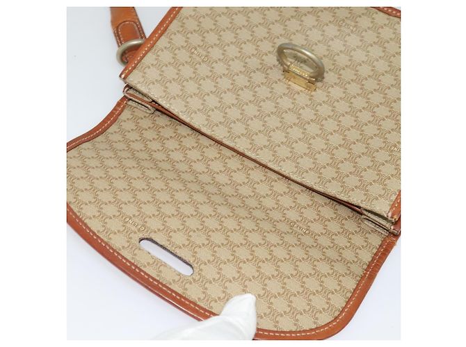 Céline Borsa a Spalla in Tela Macadam CELINE PVC Beige Oro Auth 136803 D'oro - vista 18