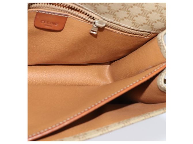 Céline Borsa a Spalla in Tela Macadam CELINE PVC Beige Oro Auth 136803 D'oro - vista 20