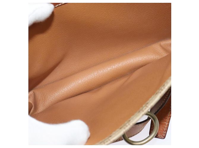 Céline Borsa a Spalla in Tela Macadam CELINE PVC Beige Oro Auth 136803 D'oro - vista 22