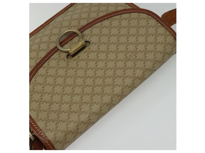 Céline Borsa a Spalla in Tela Macadam CELINE PVC Beige Oro Auth 136803 D'oro - vista 6