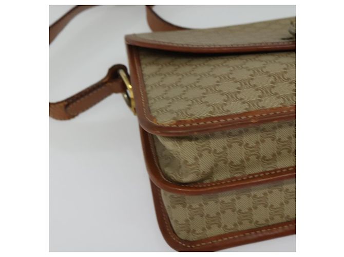Céline Borsa a Spalla in Tela Macadam CELINE PVC Beige Oro Auth 136803 D'oro - vista 9