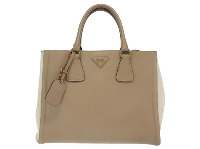 Saffiano Borsa PRADA in pelle Safiano 2 in 1 beige oro Auth BA4750 D'oro - vista 13