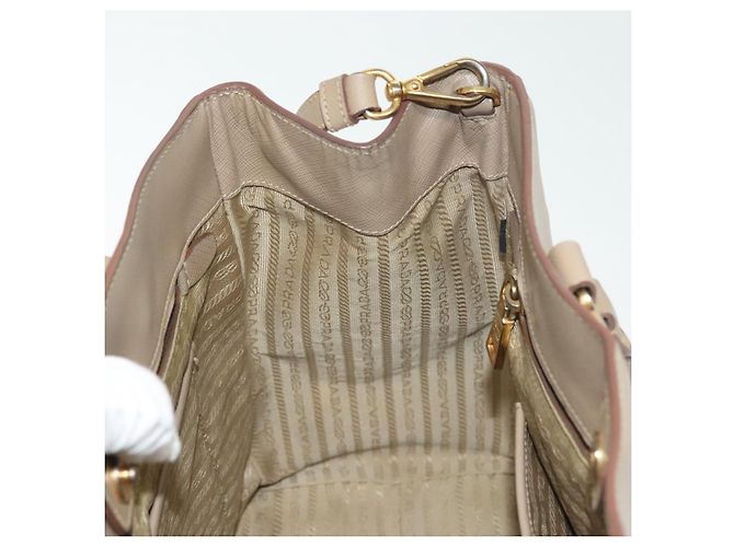 Saffiano Borsa PRADA in pelle Safiano 2 in 1 beige oro Auth BA4750 D'oro - vista 26