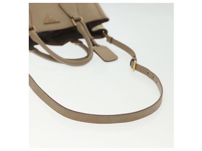 Saffiano Borsa PRADA in pelle Safiano 2 in 1 beige oro Auth BA4750 D'oro - vista 9