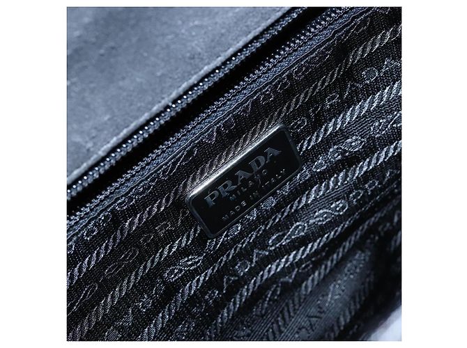 PRADA Tote Bag Wildleder Grau Silber Auth 139262 Braun - Ansicht 17