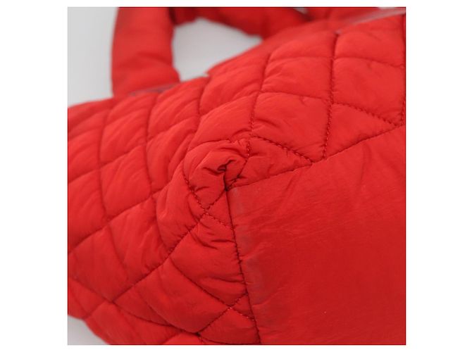 CHANEL Borsa a Mano Coco Cocoon Nylon Rossa Argento CC Auth 138367 Rosso - vista 15