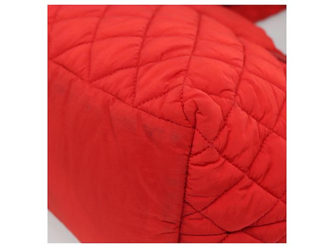 CHANEL Borsa a Mano Coco Cocoon Nylon Rossa Argento CC Auth 138367 Rosso - vista 16