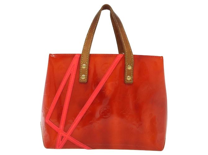 LOUIS VUITTON Borsa Reade PM Monogram Vernis Fluo Rosa Arancio M91903 Auth 137397 Arancione - vista 13