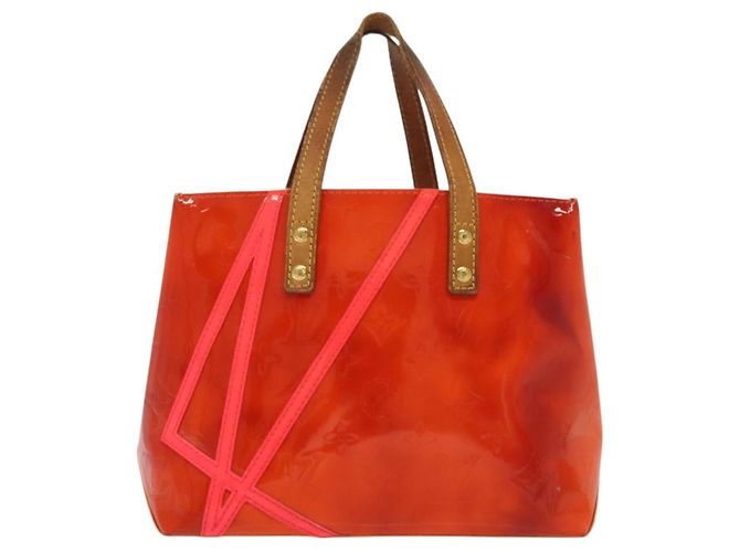 LOUIS VUITTON Borsa Reade PM Monogram Vernis Fluo Rosa Arancio M91903 Auth 137397 Arancione - vista 2