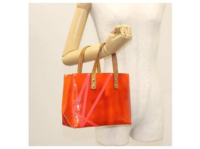 LOUIS VUITTON Borsa Reade PM Monogram Vernis Fluo Rosa Arancio M91903 Auth 137397 Arancione - vista 22