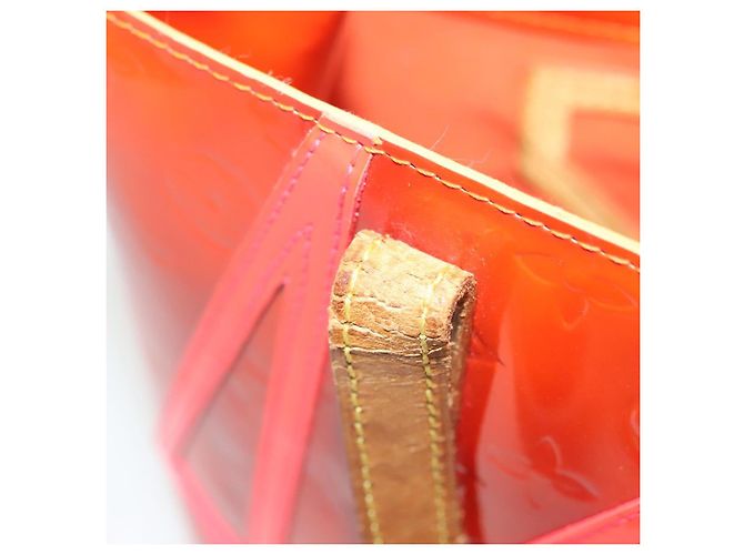 LOUIS VUITTON Borsa Reade PM Monogram Vernis Fluo Rosa Arancio M91903 Auth 137397 Arancione - vista 9