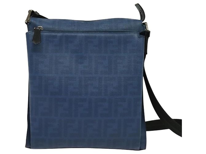 FENDI Zucca Canvas Schultertasche PVC Blau Silber Authentisch bs28711 - Ansicht 13