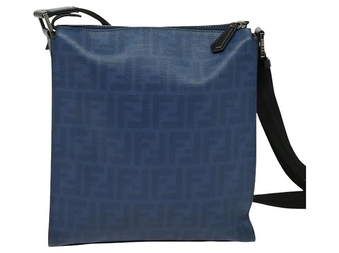 FENDI Zucca Canvas Schultertasche PVC Blau Silber Authentisch bs28711 - Ansicht 2