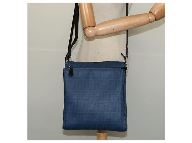 FENDI Zucca Canvas Schultertasche PVC Blau Silber Authentisch bs28711 - Ansicht 22