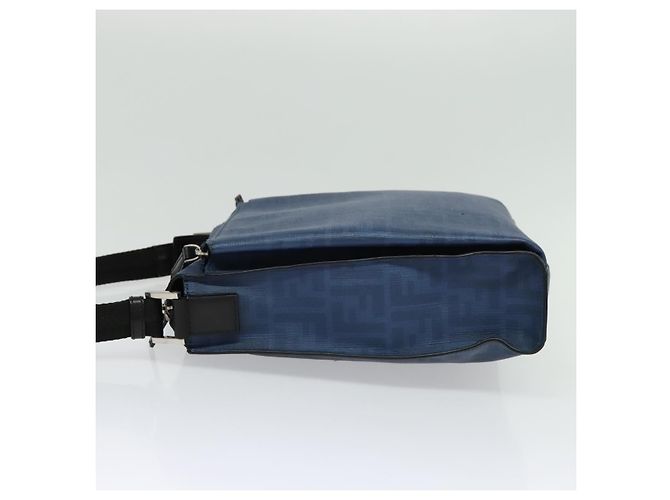 FENDI Zucca Canvas Schultertasche PVC Blau Silber Authentisch bs28711 - Ansicht 3
