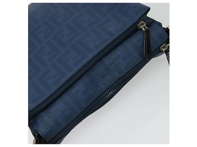 FENDI Zucca Canvas Schultertasche PVC Blau Silber Authentisch bs28711 - Ansicht 6