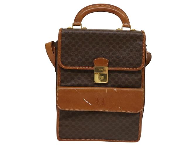 Céline Borsa a Spalla in Tela Macadam CELINE in Pelle PVC Marrone Oro Auth bs28466 D'oro - vista 13