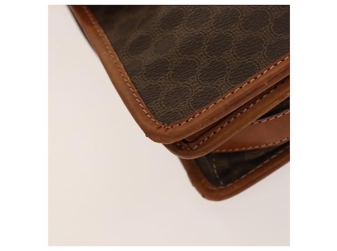 Céline Borsa a Spalla in Tela Macadam CELINE in Pelle PVC Marrone Oro Auth bs28466 D'oro - vista 17