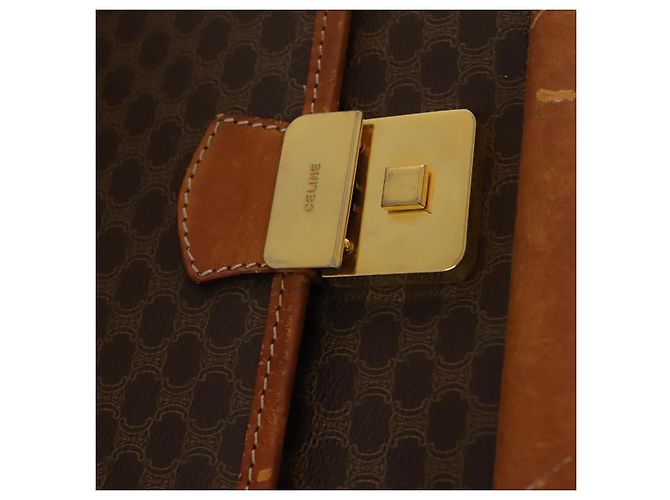 Céline Borsa a Spalla in Tela Macadam CELINE in Pelle PVC Marrone Oro Auth bs28466 D'oro - vista 21