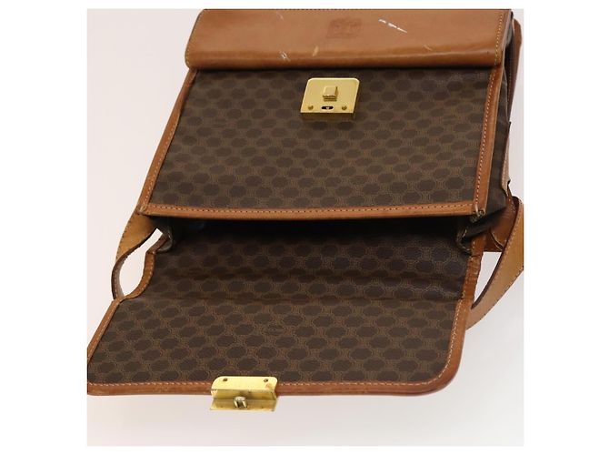 Céline Borsa a Spalla in Tela Macadam CELINE in Pelle PVC Marrone Oro Auth bs28466 D'oro - vista 22