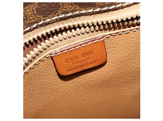 Céline Borsa a Spalla in Tela Macadam CELINE in Pelle PVC Marrone Oro Auth bs28466 D'oro - vista 23