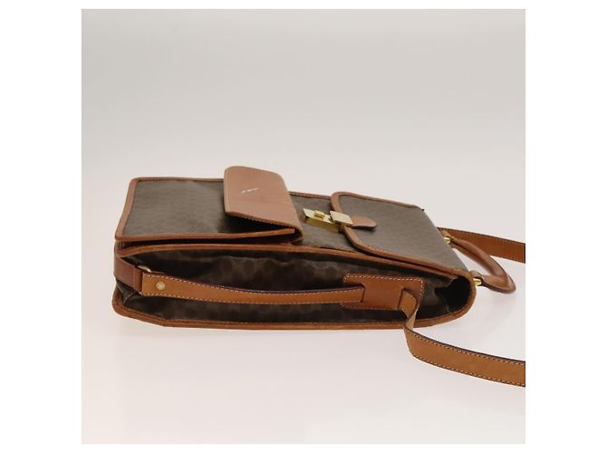 Céline Borsa a Spalla in Tela Macadam CELINE in Pelle PVC Marrone Oro Auth bs28466 D'oro - vista 3