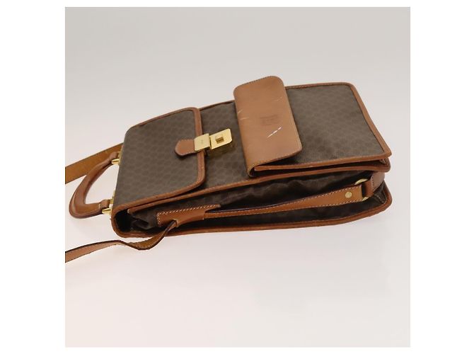 Céline Borsa a Spalla in Tela Macadam CELINE in Pelle PVC Marrone Oro Auth bs28466 D'oro - vista 4