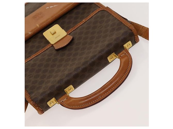 Céline Borsa a Spalla in Tela Macadam CELINE in Pelle PVC Marrone Oro Auth bs28466 D'oro - vista 6