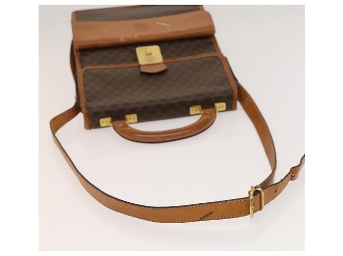 Céline Borsa a Spalla in Tela Macadam CELINE in Pelle PVC Marrone Oro Auth bs28466 D'oro - vista 7