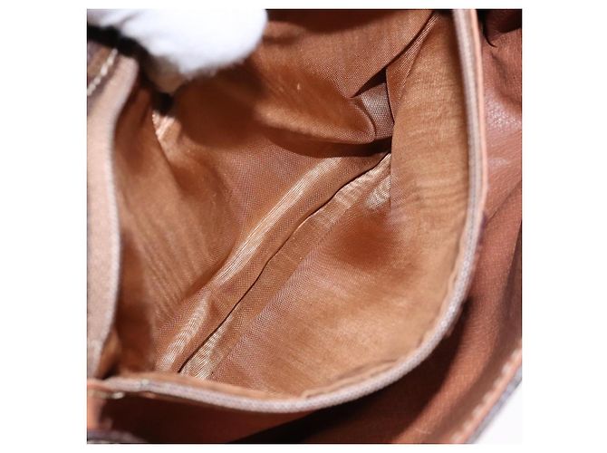Céline Borsa a Spalla in Tela Macadam CELINE in Pelle PVC Marrone Oro Auth 139442 D'oro - vista 11