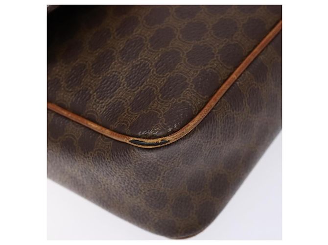 Céline Borsa a Spalla in Tela Macadam CELINE in Pelle PVC Marrone Oro Auth 139442 D'oro - vista 15